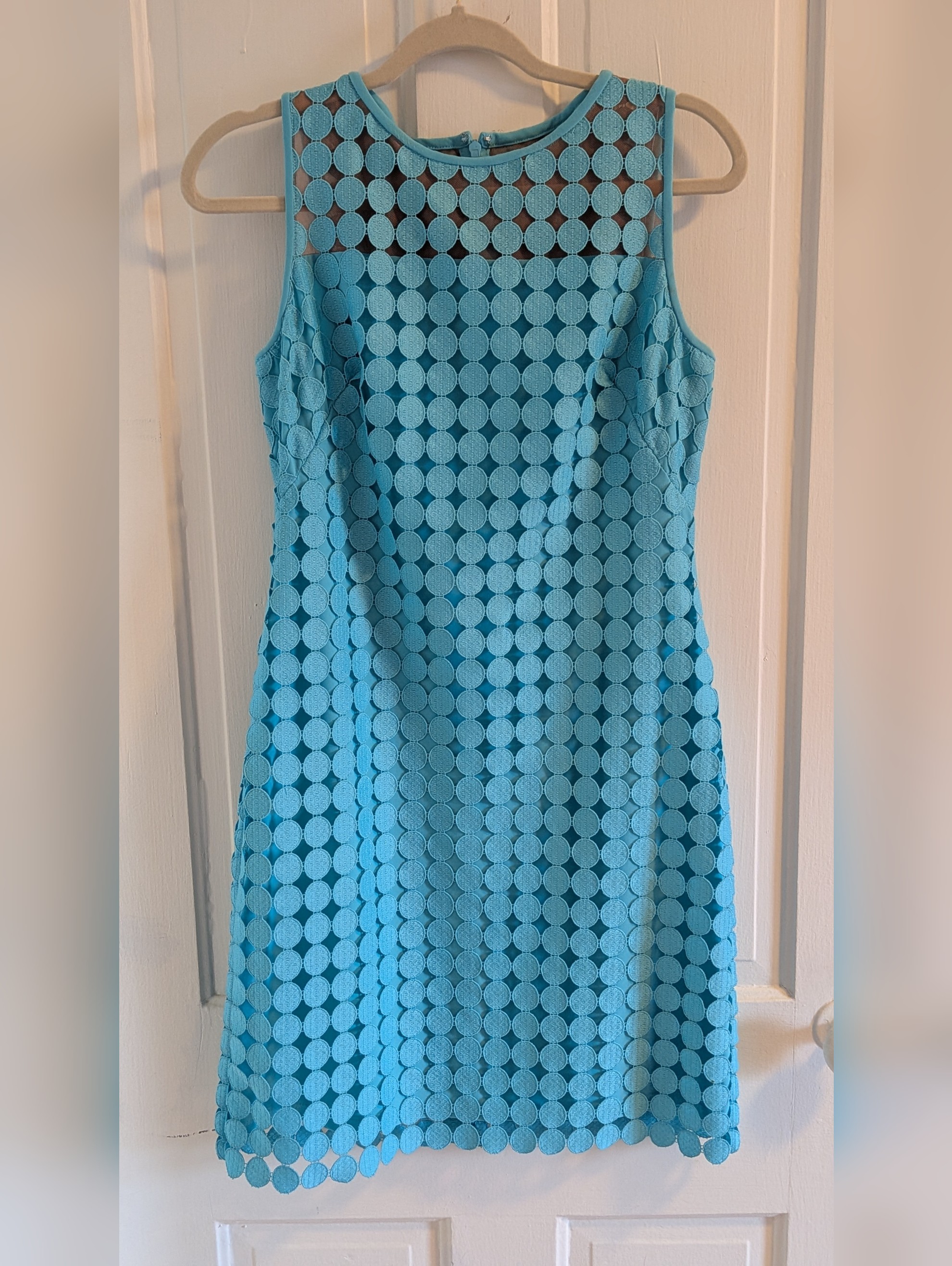Lauren Ralph Lauren Turquoise Sleeveless Circle Appliqu Midi Dress